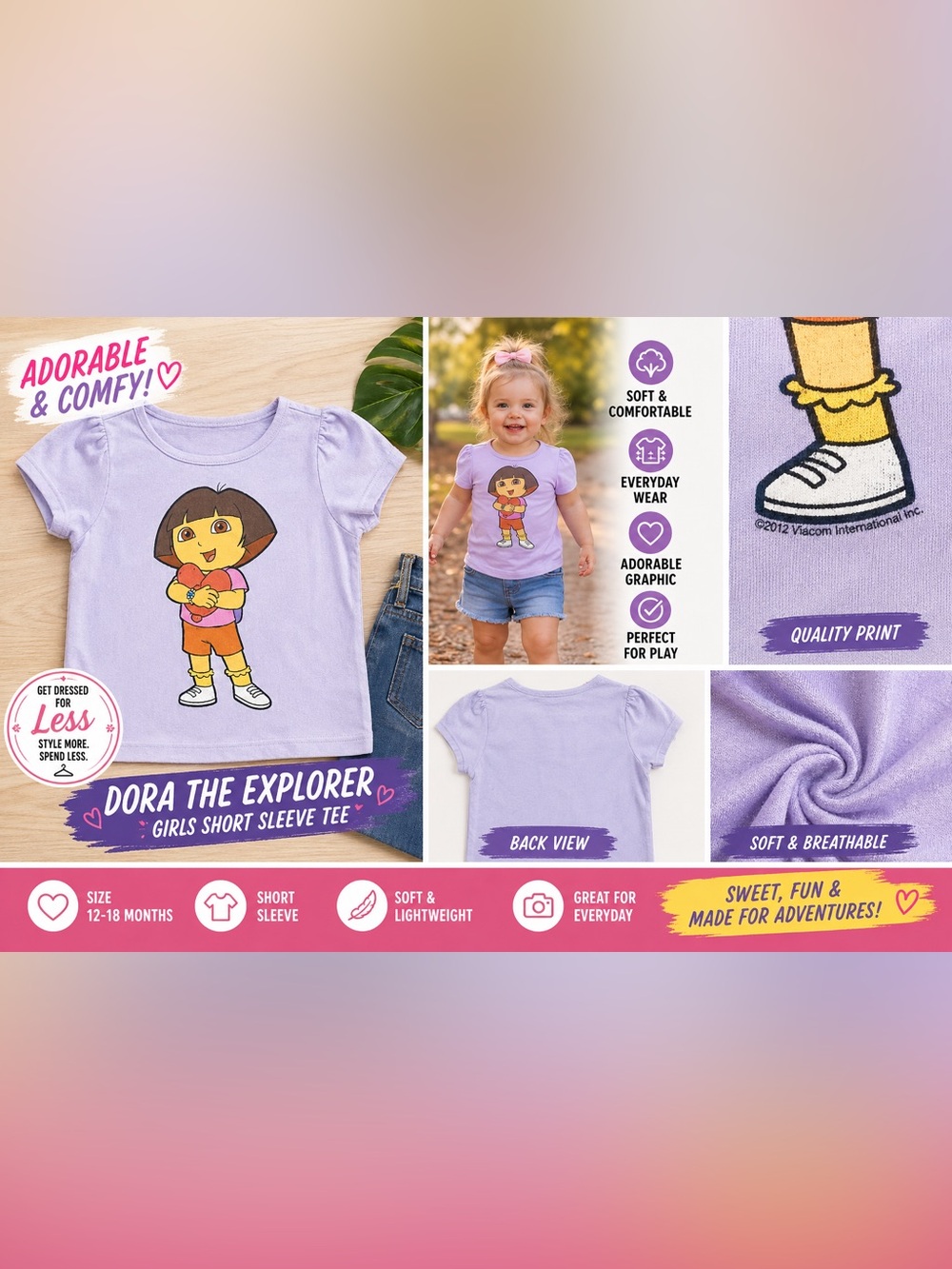 Dora the Explorer Girls Size 12 18 Months Short Sleeve T Shirt Tee Old Navy 2012